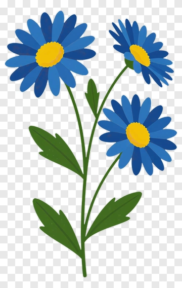 Blue Flower With Yellow Center PNG
