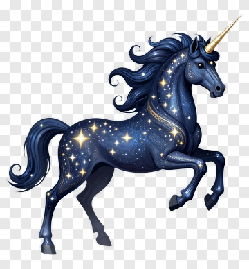 Fantasy Unicorn With Starry Coat PNG
