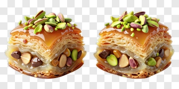 Baklava With Nuts And Honey Drizzle PNG