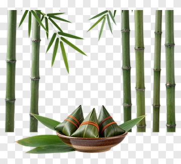 Traditional Rice Dumplings Surrounded By Bamboo PNG