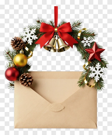 Christmas Wreath With Envelope PNG