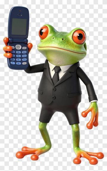 Business Frog Holding A Mobile Phone PNG