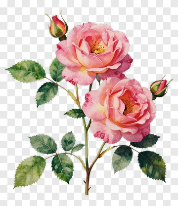 Pink Roses With Buds PNG