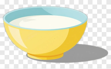 Yellow Bowl Of Milk PNG