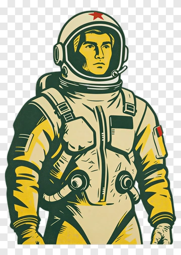 Vintage Astronaut In Space Suit PNG