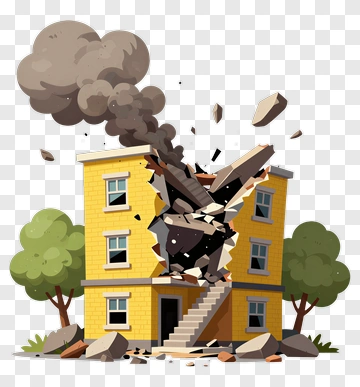 Cartoon Building Being Demolished PNG