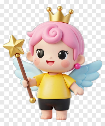 Cartoon Fairy With Star Wand PNG