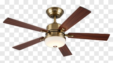 Ceiling Fan With Wooden Blades PNG