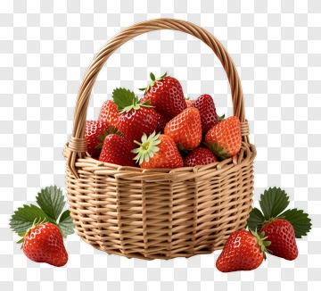 Strawberry Basket Filled With Fresh Strawberries PNG