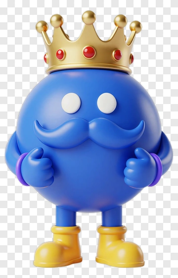 3D Blue Character Wearing A Crown PNG