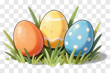 Colorful Easter Eggs In Grass PNG
