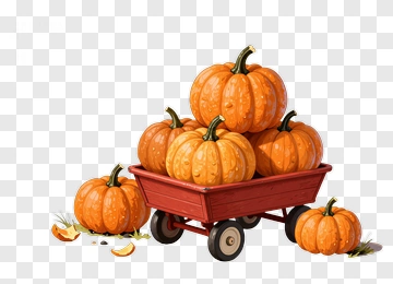Pumpkin Candy Bucket In A Wagon PNG