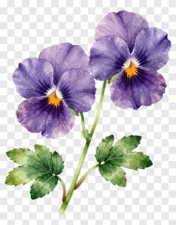 Watercolor Purple Pansy Flower PNG
