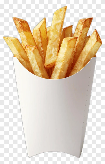 French Fries In A White Container PNG
