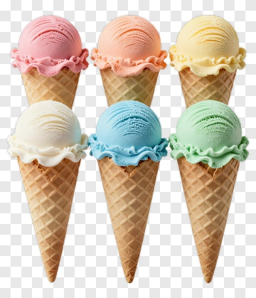 Colorful Ice Cream Cones PNG