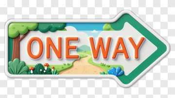 One Way Sign With Greenery PNG