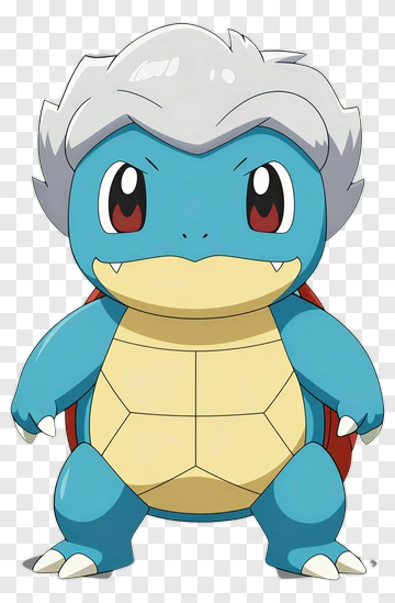 Squirtle Character With Gray Hair PNG