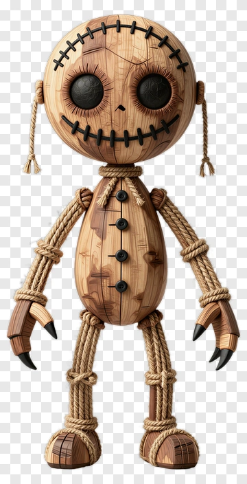 Wooden Doll With Rope Details PNG