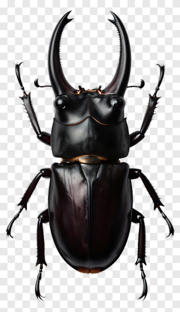 Black Beetle With Antlers PNG
