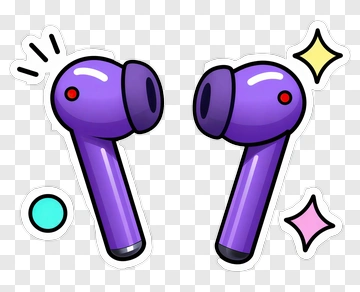 Cartoon Purple Wireless Earbuds PNG