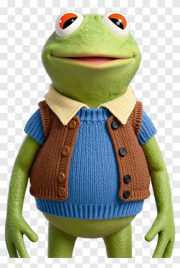 Cartoon Frog Wearing A Sweater Vest PNG