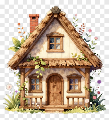 Charming Cottage Surrounded By Flowers PNG