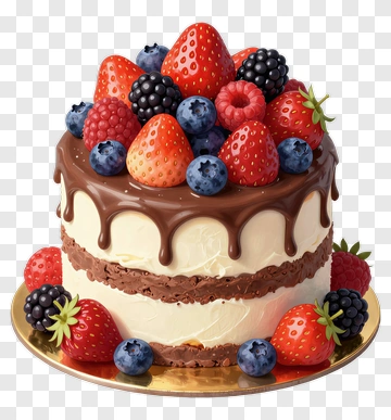 Chocolate Cake Topped With Fresh Berries PNG