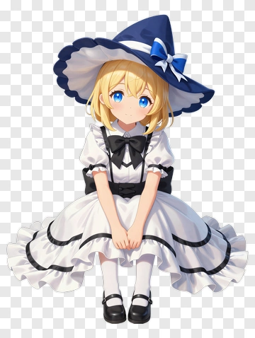 Anime Girl In A Blue Hat And White Dress PNG
