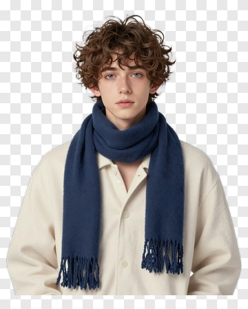 Young Man Wearing A Blue Scarf PNG