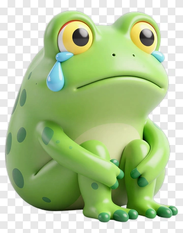 Sad Cartoon Frog With Tears PNG