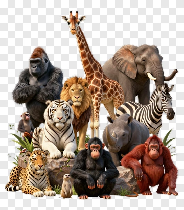 Wildlife Animal Group Portrait PNG