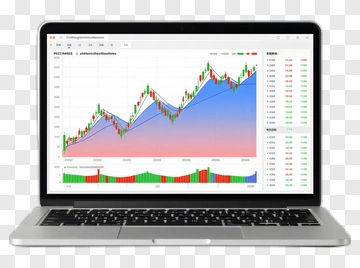 Laptop Displaying Financial Chart PNG