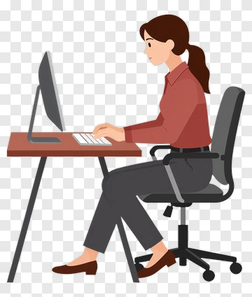 Woman Working At A Computer PNG