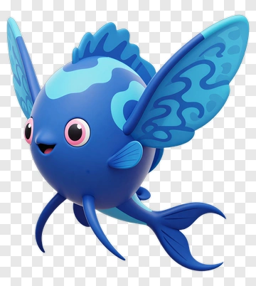 Cartoon Fish With Colorful Wings PNG