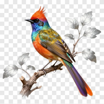 Colorful Bird Perched On A Branch PNG