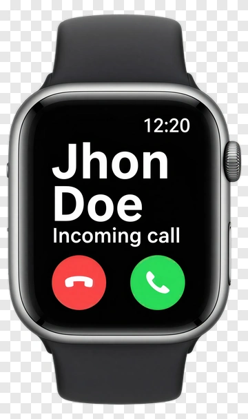 Smartwatch Displaying Incoming Call From Jhon Doe PNG