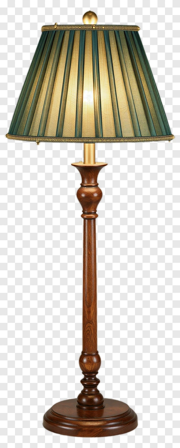Classic Wooden Floor Lamp With Green Shade PNG