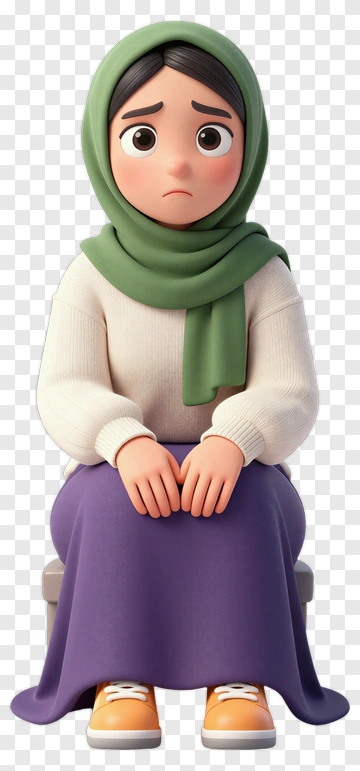 Sad Cartoon Girl Sitting On A Chair PNG