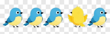 Cartoon Bluebirds And A Yellow Bird PNG