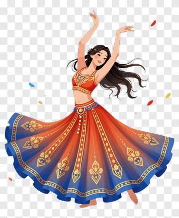 Dancer In Colorful Traditional Dress PNG