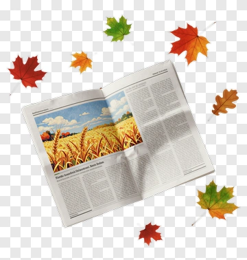 Open Magazine With Autumn Leaves PNG