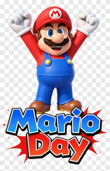 Mario Celebrating Mario Day PNG