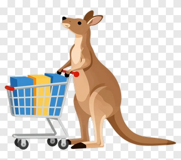 Kangaroo Pushing A Shopping Cart PNG