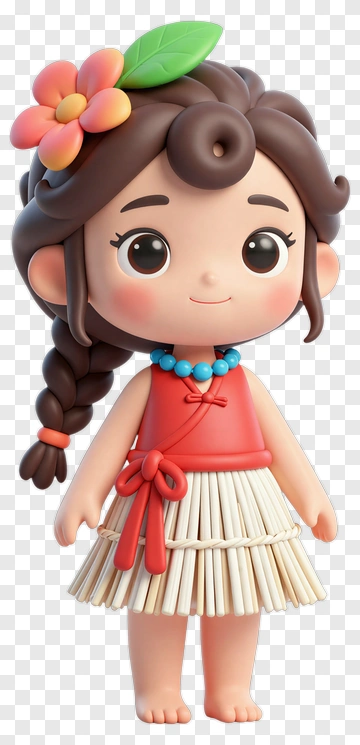 Cartoon Girl In A Tropical Outfit PNG