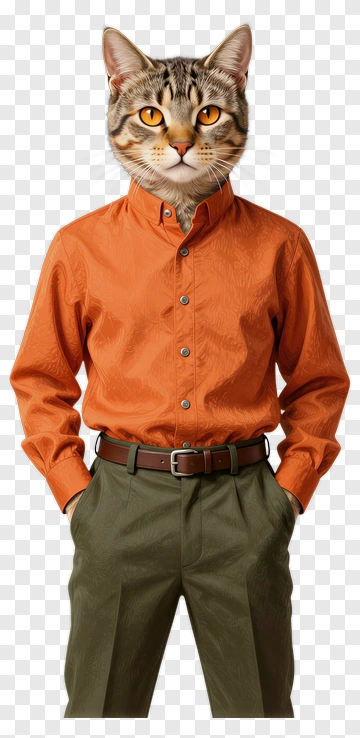 Cat Wearing An Orange Shirt PNG