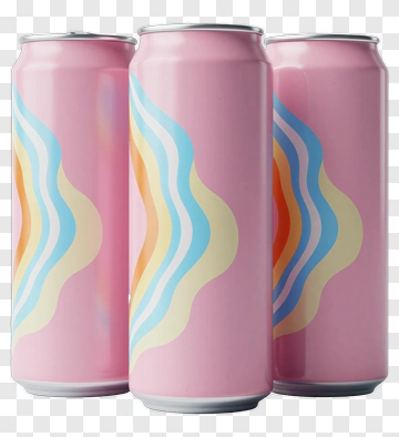 Colorful Cans With Wavy Design PNG