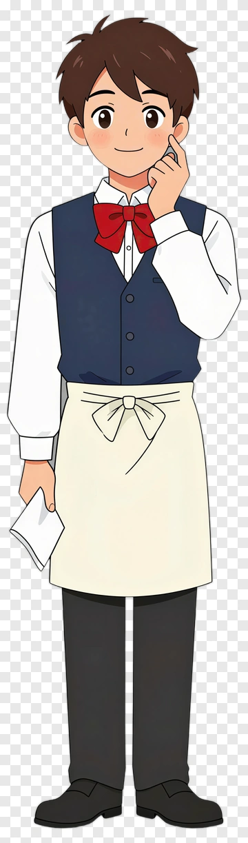 Cartoon Waiter Holding A Menu PNG