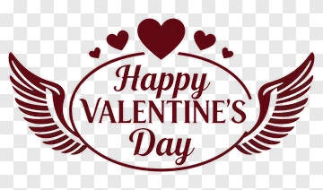 Happy Valentine's Day Design With Wings And Hearts PNG