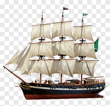Sailing Ship With White Sails PNG