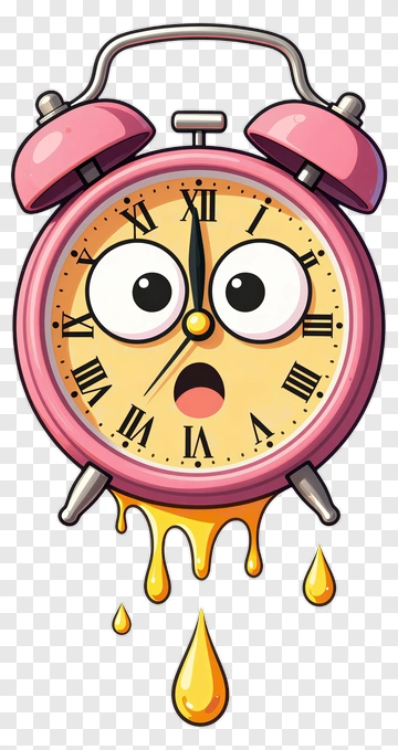 Cartoon Alarm Clock Dripping With Surprise PNG